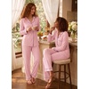 image:imageSWOMOG Womens Pajamas Set Long Sleeve Sleepwear Button Down Nightwear Soft Cotton Pj Lounge SetsPink