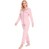 image:imageSWOMOG Womens Pajamas Set Long Sleeve Sleepwear Button Down Nightwear Soft Cotton Pj Lounge SetsPink