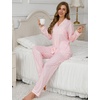 image:imageSWOMOG Womens Pajamas Set Long Sleeve Sleepwear Button Down Nightwear Soft Cotton Pj Lounge SetsPink Strip