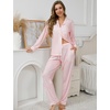 image:imageSWOMOG Womens Pajamas Set Long Sleeve Sleepwear Button Down Nightwear Soft Cotton Pj Lounge SetsPink Strip