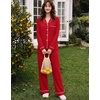image:imageSWOMOG Womens Pajamas Set Long Sleeve Sleepwear Button Down Nightwear Soft Cotton Pj Lounge SetsRed
