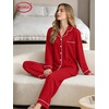 image:imageSWOMOG Womens Pajamas Set Long Sleeve Sleepwear Button Down Nightwear Soft Cotton Pj Lounge SetsRed
