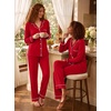image:imageSWOMOG Womens Pajamas Set Long Sleeve Sleepwear Button Down Nightwear Soft Cotton Pj Lounge SetsRed