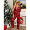 image:imageSWOMOG Womens Pajamas Set Long Sleeve Sleepwear Button Down Nightwear Soft Cotton Pj Lounge SetsRed Plaid