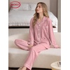 image:imageSWOMOG Womens Pajamas Set Long Sleeve Sleepwear Button Down Nightwear Soft Cotton Pj Lounge SetsTaro Purple