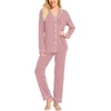 image:imageSWOMOG Womens Pajamas Set Long Sleeve Sleepwear Button Down Nightwear Soft Cotton Pj Lounge SetsTaro Purple