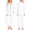 image:imageSWOMOG Womens Pajamas Set Long Sleeve Sleepwear Button Down Nightwear Soft Cotton Pj Lounge SetsWhite