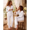 image:imageSWOMOG Womens Pajamas Set Long Sleeve Sleepwear Button Down Nightwear Soft Cotton Pj Lounge SetsWhite