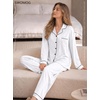 image:imageSWOMOG Womens Pajamas Set Long Sleeve Sleepwear Button Down Nightwear Soft Cotton Pj Lounge SetsWhite