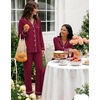 image:imageSWOMOG Womens Pajamas Set Long Sleeve Sleepwear Button Down Nightwear Soft Cotton Pj Lounge SetsWine Red