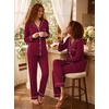 image:imageSWOMOG Womens Pajamas Set Long Sleeve Sleepwear Button Down Nightwear Soft Cotton Pj Lounge SetsWine Red