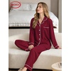 image:imageSWOMOG Womens Pajamas Set Long Sleeve Sleepwear Button Down Nightwear Soft Cotton Pj Lounge SetsWine Red