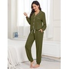 image:imageSWOMOG Womens Pajamas Set Long Sleeve Sleepwear Button Down Nightwear Soft Joggers PJs Sets with Pockets Lounge SetsArmy Green
