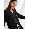image:imageSWOMOG Womens Pajamas Set Long Sleeve Sleepwear Button Down Nightwear Soft Joggers PJs Sets with Pockets Lounge SetsBlack