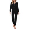 image:imageSWOMOG Womens Pajamas Set Long Sleeve Sleepwear Button Down Nightwear Soft Joggers PJs Sets with Pockets Lounge SetsBlack