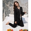 image:imageSWOMOG Womens Pajamas Set Long Sleeve Sleepwear Button Down Nightwear Soft Joggers PJs Sets with Pockets Lounge SetsBlack