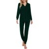 image:imageSWOMOG Womens Pajamas Set Long Sleeve Sleepwear Button Down Nightwear Soft Joggers PJs Sets with Pockets Lounge SetsGreen