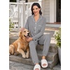 image:imageSWOMOG Womens Pajamas Set Long Sleeve Sleepwear Button Down Nightwear Soft Joggers PJs Sets with Pockets Lounge SetsGrey