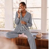 image:imageSWOMOG Womens Pajamas Set Long Sleeve Sleepwear Button Down Nightwear Soft Joggers PJs Sets with Pockets Lounge SetsGrey