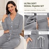 image:imageSWOMOG Womens Pajamas Set Long Sleeve Sleepwear Button Down Nightwear Soft Joggers PJs Sets with Pockets Lounge SetsGrey