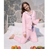 image:imageSWOMOG Womens Pajamas Set Long Sleeve Sleepwear Button Down Nightwear Soft Joggers PJs Sets with Pockets Lounge SetsPink