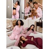 image:imageSWOMOG Womens Pajamas Set Long Sleeve Sleepwear Button Down Nightwear Soft Joggers PJs Sets with Pockets Lounge SetsPink
