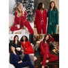image:imageSWOMOG Womens Pajamas Set Long Sleeve Sleepwear Button Down Nightwear Soft Joggers PJs Sets with Pockets Lounge SetsRed