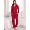 image:imageSWOMOG Womens Pajamas Set Long Sleeve Sleepwear Button Down Nightwear Soft Joggers PJs Sets with Pockets Lounge SetsRed
