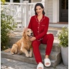 image:imageSWOMOG Womens Pajamas Set Long Sleeve Sleepwear Button Down Nightwear Soft Joggers PJs Sets with Pockets Lounge SetsRed