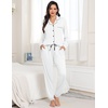 image:imageSWOMOG Womens Pajamas Set Long Sleeve Sleepwear Button Down Nightwear Soft Joggers PJs Sets with Pockets Lounge SetsWhite
