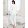 image:imageSWOMOG Womens Pajamas Set Long Sleeve Sleepwear Button Down Nightwear Soft Joggers PJs Sets with Pockets Lounge SetsWhite