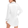 image:imageSWOMOG Womens Satin Sleep Shirt Long Sleeve Sleepwear Silk Nightshirt Button Down Pajama TopWhite