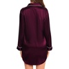 image:imageSWOMOG Womens Satin Sleep Shirt Long Sleeve Sleepwear Silk Nightshirt Button Down Pajama TopWineberry
