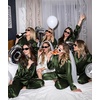 image:imageSWOMOG Womens Silk Satin Pajamas Set Long Sleeve Button Down Sleepwear 2 Piece Lounge Set Pj Set XS3XLArmy Green