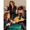 image:imageSWOMOG Womens Silk Satin Pajamas Set Long Sleeve Button Down Sleepwear 2 Piece Lounge Set Pj Set XS3XLBlack