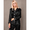 image:imageSWOMOG Womens Silk Satin Pajamas Set Long Sleeve Button Down Sleepwear 2 Piece Lounge Set Pj Set XS3XLBlack Dots