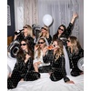 image:imageSWOMOG Womens Silk Satin Pajamas Set Long Sleeve Button Down Sleepwear 2 Piece Lounge Set Pj Set XS3XLBlack Dots