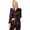 image:imageSWOMOG Womens Silk Satin Pajamas Set Long Sleeve Button Down Sleepwear 2 Piece Lounge Set Pj Set XS3XLBlack Kiss