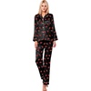 image:imageSWOMOG Womens Silk Satin Pajamas Set Long Sleeve Button Down Sleepwear 2 Piece Lounge Set Pj Set XS3XLBlack Kiss