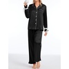 image:imageSWOMOG Womens Silk Satin Pajamas Set Long Sleeve Button Down Sleepwear 2 Piece Lounge Set Pj Set XS3XLBlack With Bow Tie