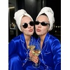 image:imageSWOMOG Womens Silk Satin Pajamas Set Long Sleeve Button Down Sleepwear 2 Piece Lounge Set Pj Set XS3XLBlue
