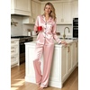image:imageSWOMOG Womens Silk Satin Pajamas Set Long Sleeve Button Down Sleepwear 2 Piece Lounge Set Pj Set XS3XLBlush Pink