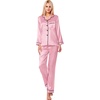 image:imageSWOMOG Womens Silk Satin Pajamas Set Long Sleeve Button Down Sleepwear 2 Piece Lounge Set Pj Set XS3XLCarnation Pink