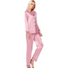 image:imageSWOMOG Womens Silk Satin Pajamas Set Long Sleeve Button Down Sleepwear 2 Piece Lounge Set Pj Set XS3XLCarnation Pink