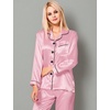 image:imageSWOMOG Womens Silk Satin Pajamas Set Long Sleeve Button Down Sleepwear 2 Piece Lounge Set Pj Set XS3XLCarnation Pink