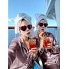 image:imageSWOMOG Womens Silk Satin Pajamas Set Long Sleeve Button Down Sleepwear 2 Piece Lounge Set Pj Set XS3XLChestnut