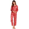 image:imageSWOMOG Womens Silk Satin Pajamas Set Long Sleeve Button Down Sleepwear 2 Piece Lounge Set Pj Set XS3XLChristmas Gift Red