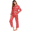 image:imageSWOMOG Womens Silk Satin Pajamas Set Long Sleeve Button Down Sleepwear 2 Piece Lounge Set Pj Set XS3XLChristmas Gift Red
