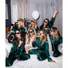 image:imageSWOMOG Womens Silk Satin Pajamas Set Long Sleeve Button Down Sleepwear 2 Piece Lounge Set Pj Set XS3XLDeep Green