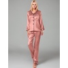 image:imageSWOMOG Womens Silk Satin Pajamas Set Long Sleeve Button Down Sleepwear 2 Piece Lounge Set Pj Set XS3XLDeep Misty Rose